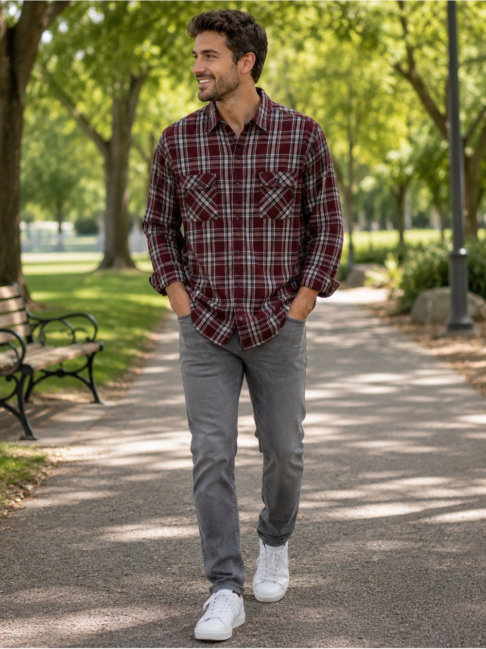 Timberland mens size large plaid button down long sleeve shirt, good condition